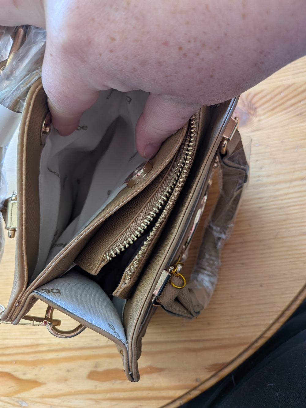 bebe Taupe Mini Satchel with Gold Hardware - Picture 7 of 8